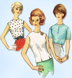 1960s Original Vintage Simplicity Pattern 4935 Misses Monogram Blouse Set Sz 34B