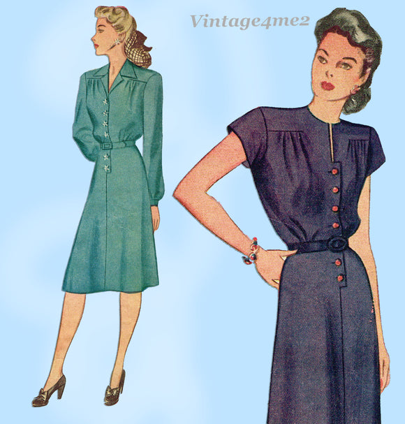 Simplicity 4936: 1940s Charming Misses WWII Dress Sz 32 B Vintage Sewing Pattern