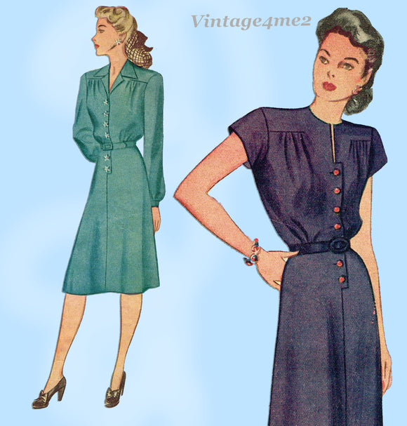 Simplicity 4936: 1940s Charming Misses WWII Dress Sz 34 B Vintage Sewing Pattern