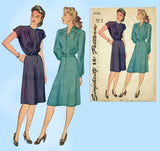 Simplicity 4936: 1940s Charming Misses WWII Dress Sz 32 B Vintage Sewing Pattern