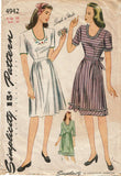 1940s Vintage Simplicity Sewing Pattern 4942 WWII Easy Misses Dress Size 34 Bust