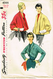 1950s Vintage Simplicity Sewing Pattern 4944 Uncut Misses Jacket Set Size 18 36 B
