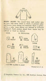 1950s Vintage Simplicity Sewing Pattern 4945 Uncut Misses Shirt Jacket Size 30 B