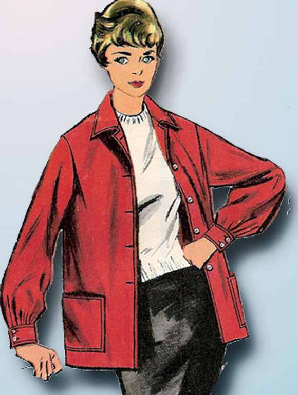 1950s Vintage Simplicity Sewing Pattern 4945 Uncut Misses Shirt Jacket Size 30 B
