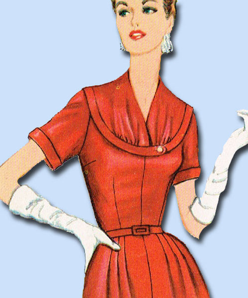 1950s Vintage Simplicity Sewing Pattern Uncut Misses Afternoon Dress Sz 18.5 37B
