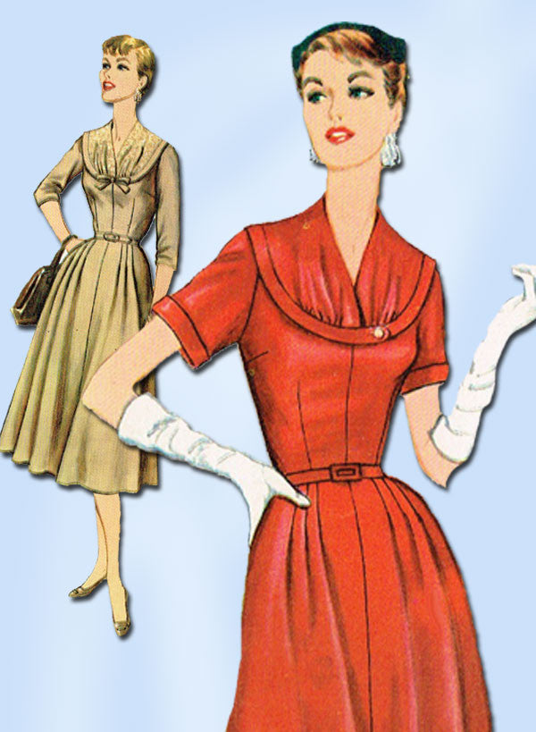 1950s Vintage Simplicity Sewing Pattern Uncut Misses Afternoon Dress S ...