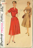1950s Vintage Simplicity Sewing Pattern Uncut Misses Afternoon Dress Sz 18.5 37B