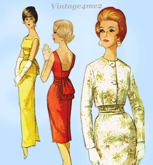 1960s Vintage Simplicity Sewing Pattern 4653 Misses Cocktail Dress & Jacket 32B