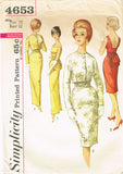1960s Vintage Simplicity Sewing Pattern 4653 Misses Cocktail Dress & Jacket 32B