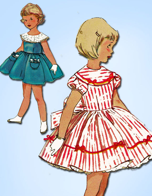 1950s Vintage Simplicity Sewing Pattern 4954 Uncut Toddler Girls Dress