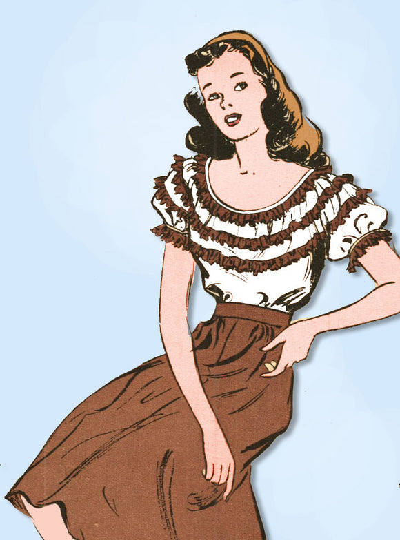 1940s Vintage Simplicity Sewing Pattern 4961 WWII Misses Skirt and Blouse Sz 30B - Vintage4me2