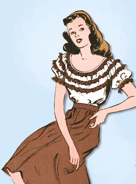 1940s Vintage Simplicity Sewing Pattern 4961 WWII Misses Skirt and Blouse Sz 30B - Vintage4me2