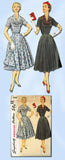 1950s Vintage Misses Afternoon Dress Uncut Simplicity Sewing Pattern Sz 18.5 37B