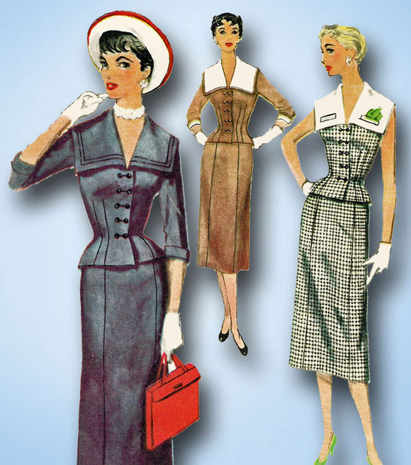 Simplicity 4965: 1950s Misses Uncut Slender Suit 30 B Vintage Sewing Pattern