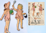 1940s Vintage Simplicity Sewing Pattern 4968 WWII Toddler Girls Sun Suit & Dress 4