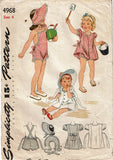 1940s Vintage Simplicity Sewing Pattern 4968 WWII Toddler Girls Sun Suit & Dress 4