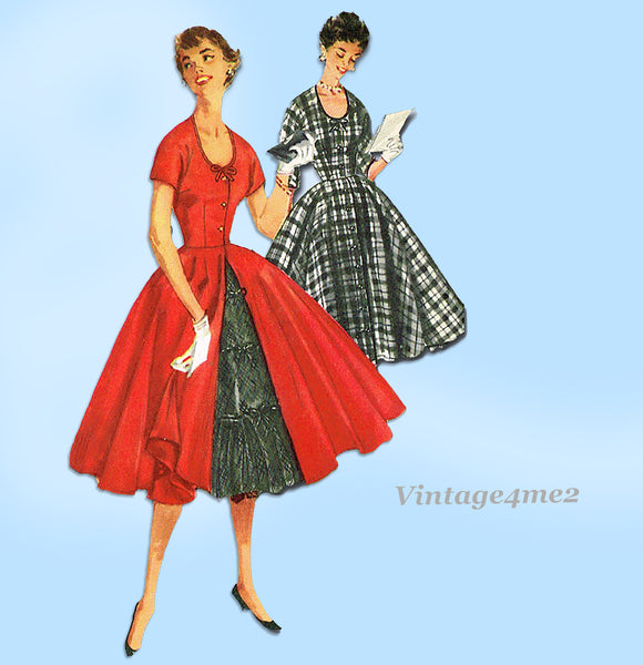 1950s Vintage Simplicity Sewing Pattern 4970 Uncut Misses Dress & Petticoat 32B