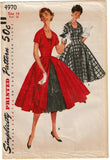 1950s Vintage Simplicity Sewing Pattern 4970 Uncut Misses Dress & Petticoat 32B