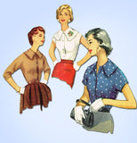 1950s Misses Simplicity Sewing Pattern 4977 FF MIsses Simple Blouse Size 12 30B