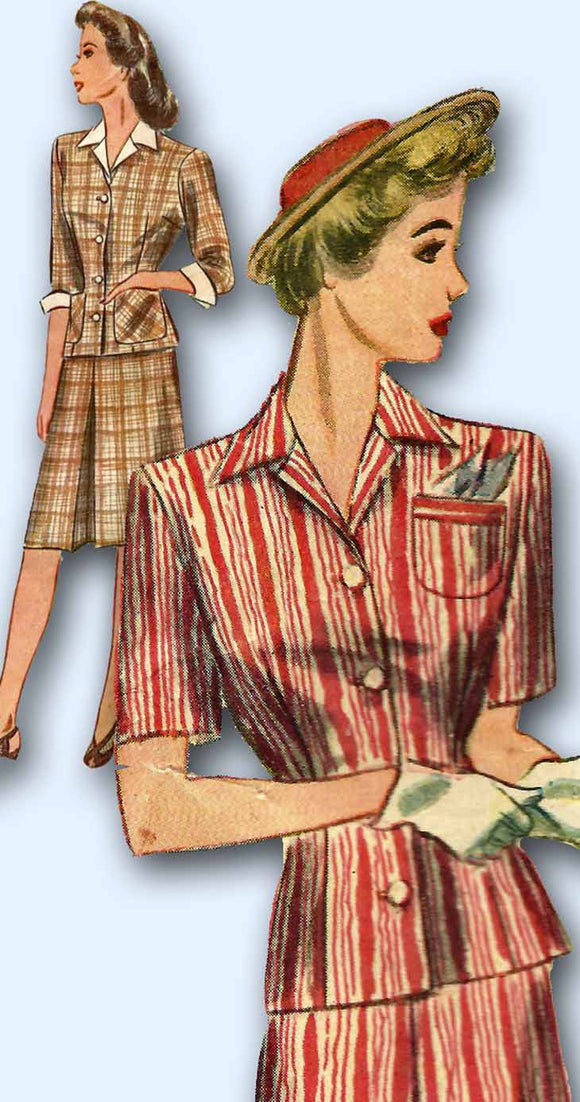 1940s Vintage Simplicity Sewing Pattern 4983 Misses WWII Tailored Suit Size 12 -Vintage4me2