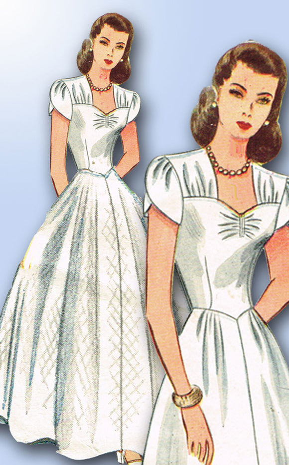 1940s Vintage Simplicity Sewing Pattern 4986 War Bride Wedding Dress S – Vintage4me2