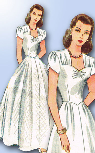 1940s Vintage Simplicity Sewing Pattern 4986 War Bride Wedding Dress S –  Vintage4me2