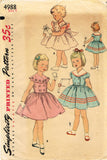 Simplicity 4988 Toddler Girls Dress Size 4