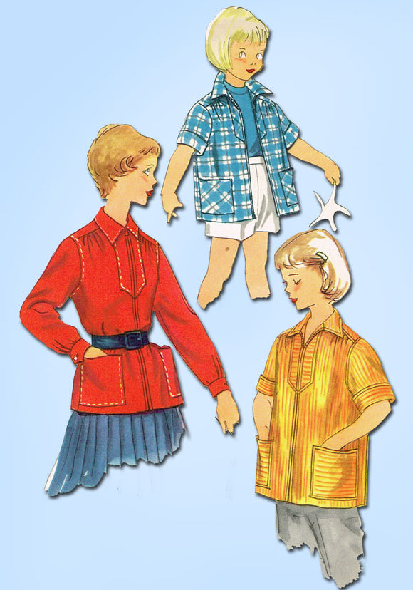 1950s Vintage Simplicity Sewing Pattern 4991 Uncut Girls Pullover Jacket Size 4 - Vintage4me2