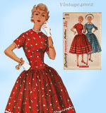 Simplicity 4996: 1950s Lovely Uncut Misses Dress Sz 32 B Vintage Sewing Pattern