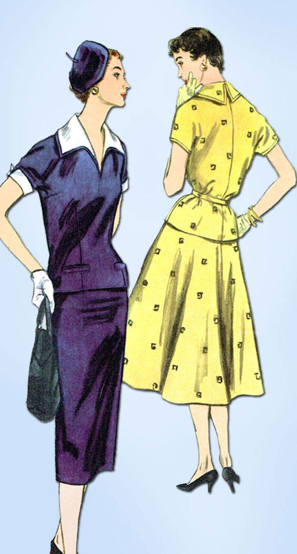 1950s Vintage Simplicity Sewing Pattern 4997 Uncut Misses 2 PC Dress Sz 32 Bust