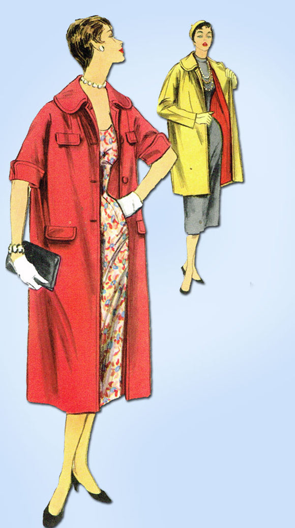 1950s Vintage Simplicity Sewing Pattern 4449 Uncut Misses Winter Coat Size 14