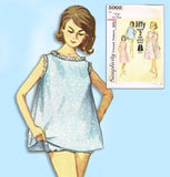 1960s Vintage Simplicity Sewing Pattern 5002 Uncut Misses Jiffy Nightgown Set Sz Med
