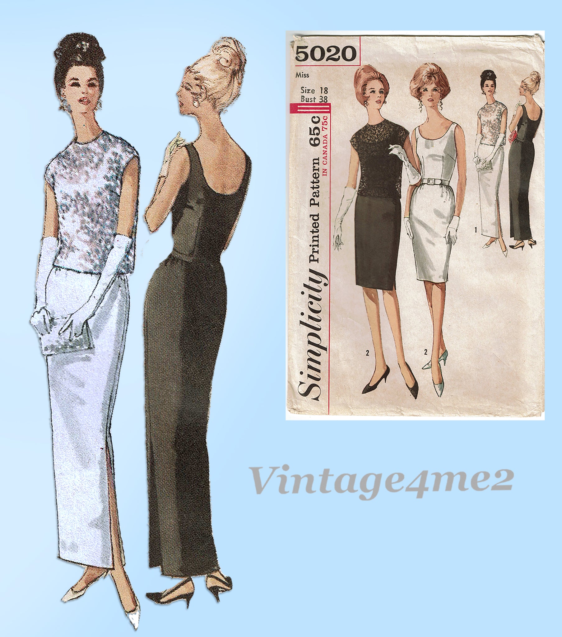 Simplicity 5020: 1960s Stunning Misses Cocktail Dress 38B Vintage Sewi Vintage4me2 Simplicity 5020: 1960s Stunning Misses Cocktail Dress 38B Vintage Sewi Vintage4me2