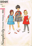 1960s Vintage Simplicity Sewing Pattern 5046 Baby Girls Dress or Top & Pants Sz2