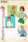 1960s Vintage Simplicity Sewing Pattern 5122 Cute Little Girls Blouse Size 10