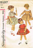 1960s Vintage Simplicity Sewing Pattern 5137 Versatile Toddler Girls Dress Sz 4 -Vintage4me2