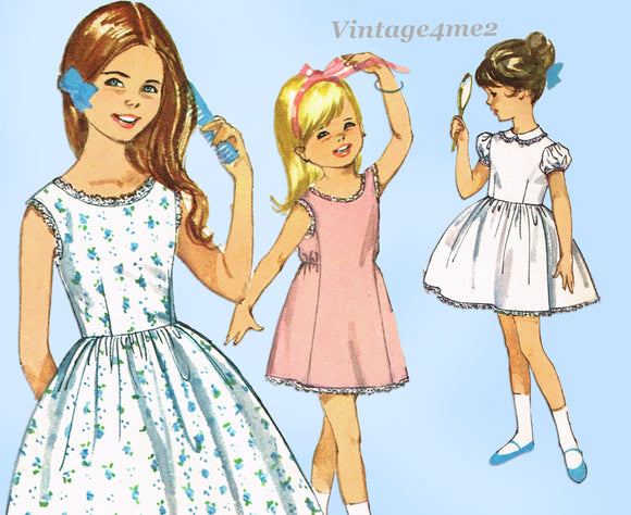 1960s Vintage Simplicity Sewing Pattern 5249 Cute Toddler Girls Dress Size 4