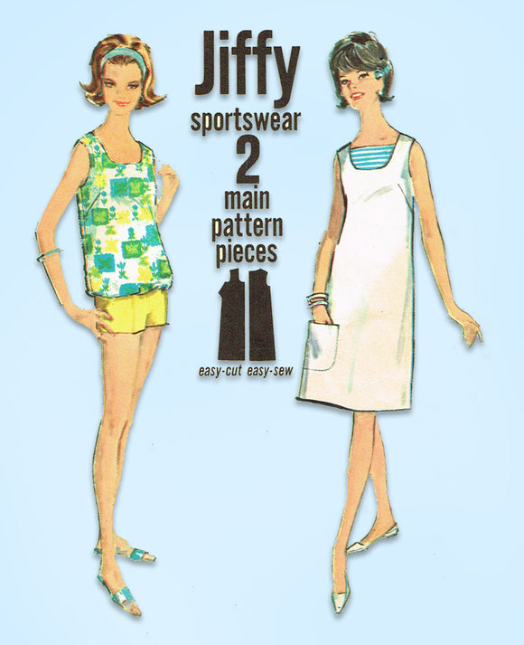 1960s Vintage Simplicity Sewing Pattern 5484 Misses Jiffy Shorts and Top Sz 34 B