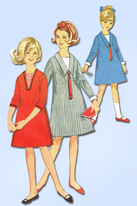 1960s Vintage Simplicity Sewing Pattern 5636 Uncut Girls Mod Dress Size 8 vintage4me2