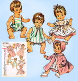 1960s Vintage Simplicity Sewing Pattern 5730 Cute 16in Tiny Tears Baby Doll Clothes