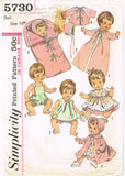1960s Vintage Simplicity Sewing Pattern 5730 Cute 16in Tiny Tears Baby Doll Clothes