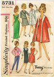1960s Vintage Simplicity Sewing Pattern 5731 11.5in Tressy High Heel Doll Clothes
