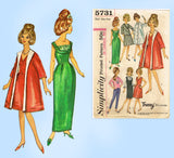 1960s Vintage Simplicity Sewing Pattern 5731 11.5in Tressy High Heel Doll Clothes