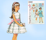 1960s Vintage Simplicity Sewing Pattern 5859 Toddler Girls Dress w Tammy Dress Sz 6