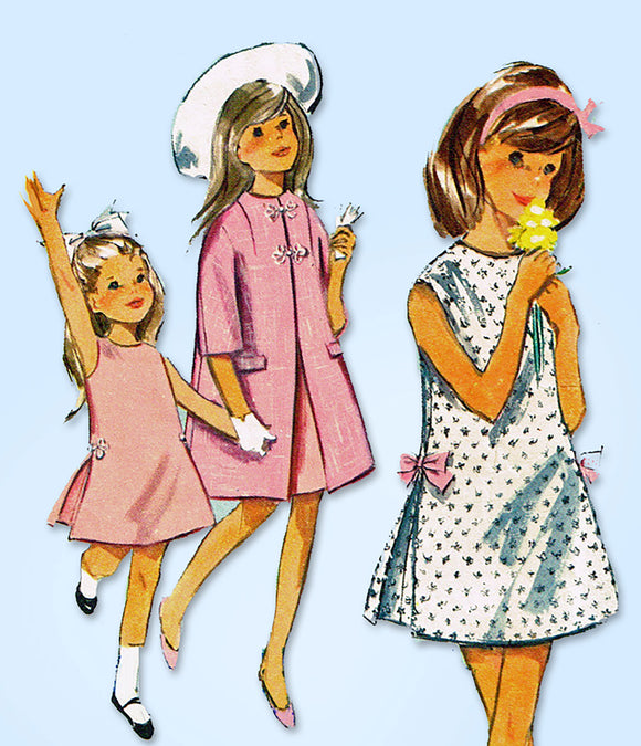 1960s Vintage Simplicity Sewing Pattern 5899 FF Girls Dress & Coat Sz 8 w Tammy Dress