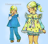 1970s Vintage Simplicity Sewing Pattern 5935 Cute Toddler Girls Play Clothyes Size 4