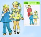 1970s Vintage Simplicity Sewing Pattern 5935 Cute Toddler Girls Play Clothes Size 4