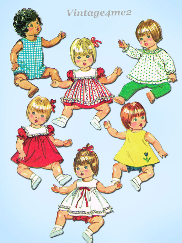 1970s Vintage Simplicity Sewing Pattern 5947 Large 18 20 Inch Baby Doll Clothes