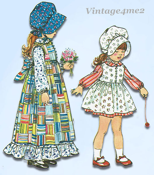 1970s Vintage Simplicity Sewing Pattern 5996 Holly Hobby Dress & Bonnet Sz 2