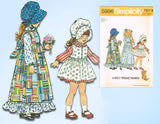 1970s Vintage Simplicity Sewing Pattern 5996 Holly Hobby Dress & Bonnet Sz 2